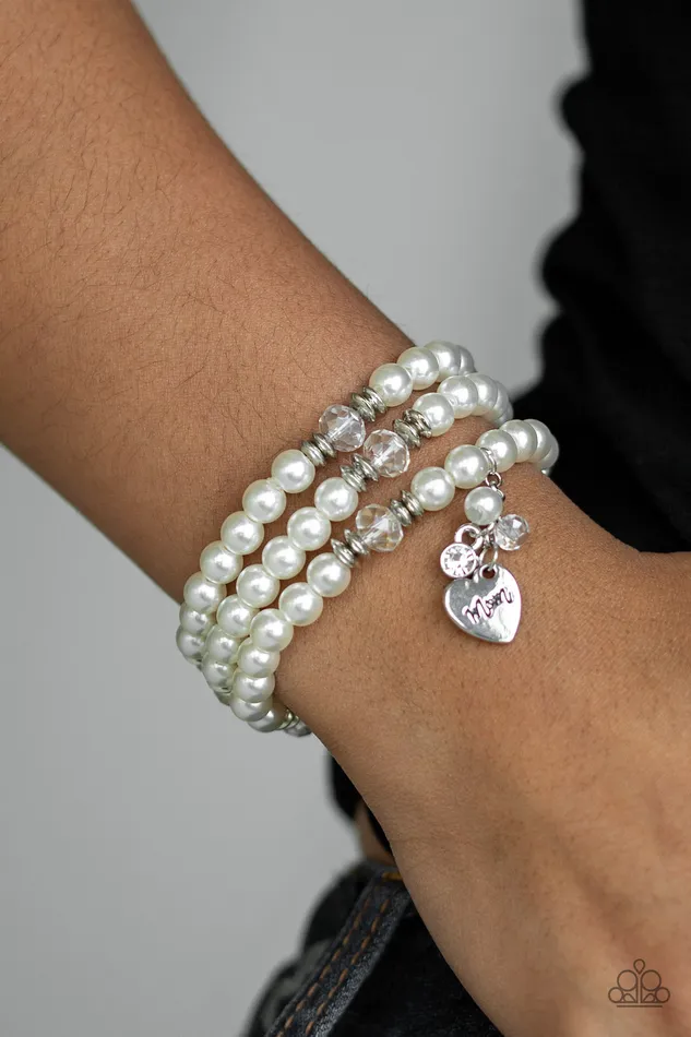 Paparazzi Accessories Bracelets Mom Wow Paparazzi White Pearl Silver Heart Stamped Stretchy Bracelet Paparazzi Accessories Bracelets Mom Wow Paparazzi White Pearl Silver Heart Stamped Stretchy Bracelet