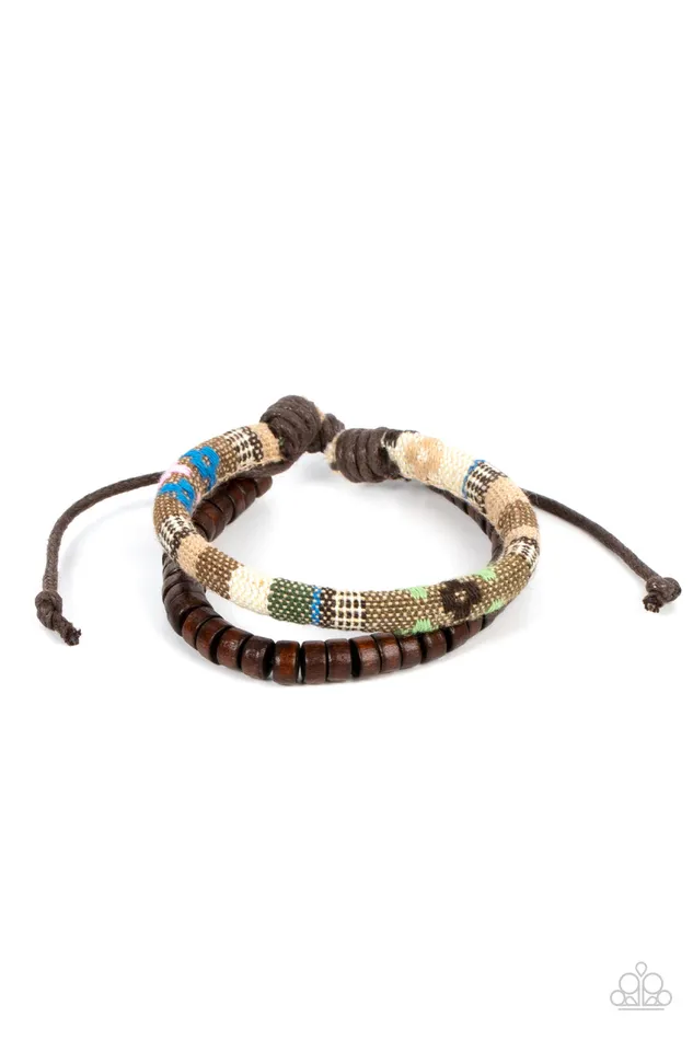 Paparazzi Accessories Bracelets Pack your Poncho Brown Wooden Bead Colorful Textile Slide Bracelet Paparazzi Paparazzi Accessories Bracelets Pack your Poncho Brown Wooden Bead Colorful Textile Slide Bracelet Paparazzi