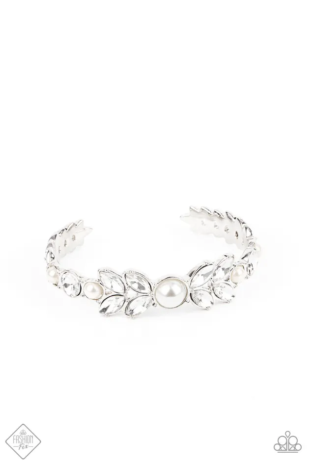 Paparazzi Accessories Bracelets Regal Reminiscence White Pearl Silver Cuff Bracelet Paparazzi Accessories Bracelets Regal Reminiscence White Pearl Silver Cuff Bracelet