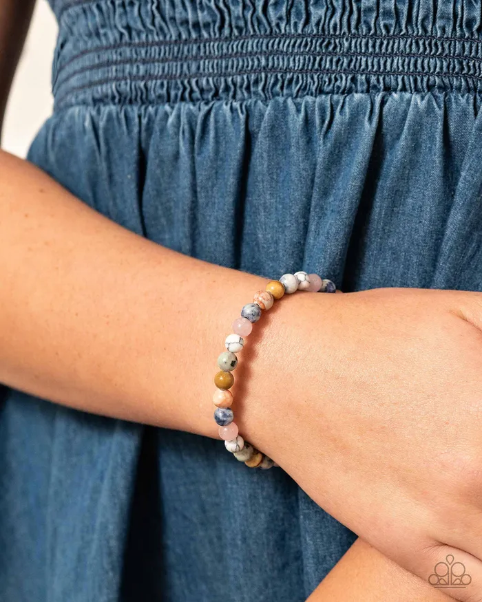 Paparazzi Accessories Bracelets Sinuous Stones Multi Color Smooth Stone Coil Bracelet Paparazzi
