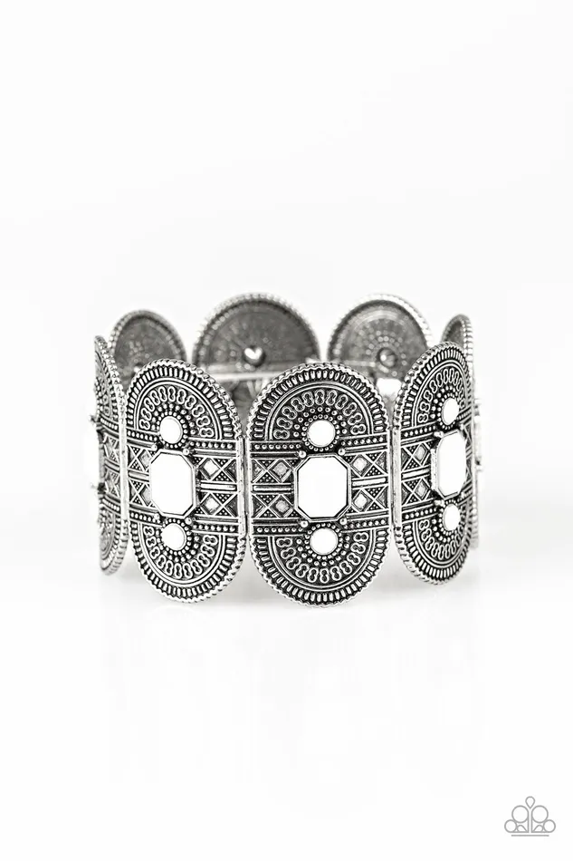 Paparazzi Accessories Bracelets Turn Up The TROPICAL Heat White Bead Silver Stretchy Bracelet Paparazzi Paparazzi Accessories Bracelets Turn Up The TROPICAL Heat White Bead Silver Stretchy Bracelet Paparazzi