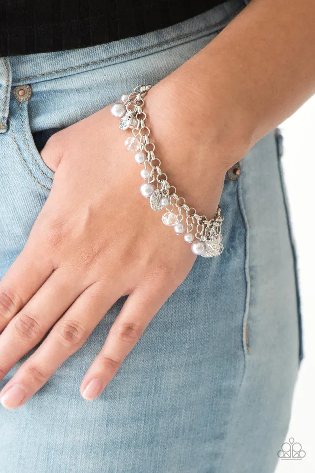 Paparazzi Accessories Bracelets West Coast Wanderer Silver Pearl Smoky Rhinestone Bracelet Paparazzi