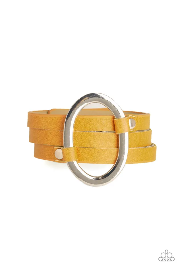Paparazzi Accessories Cowgirl Cavalier Paparazzi Yellow Leather Band Silver Oval Wrap Bracelet Bracelets Paparazzi Accessories Cowgirl Cavalier Paparazzi Yellow Leather Band Silver Oval Wrap Bracelet Bracelets