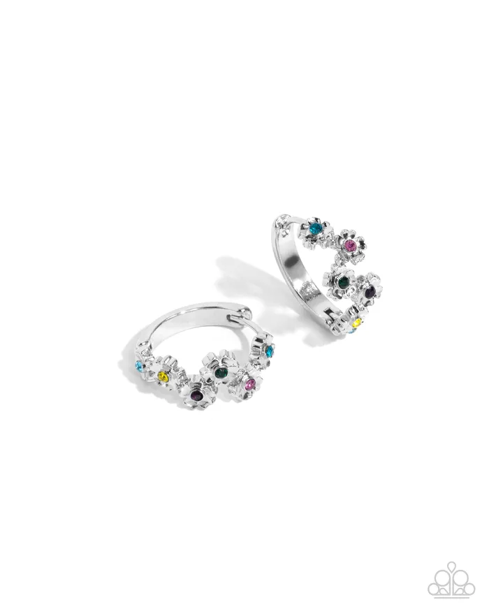 Paparazzi Accessories Earrings Budding Botanicals Multi Color Rhinestone Silver Flower Hinge Hoop Earrings Paparazzi Paparazzi Accessories Earrings Budding Botanicals Multi Color Rhinestone Silver Flower Hinge Hoop Earrings Paparazzi