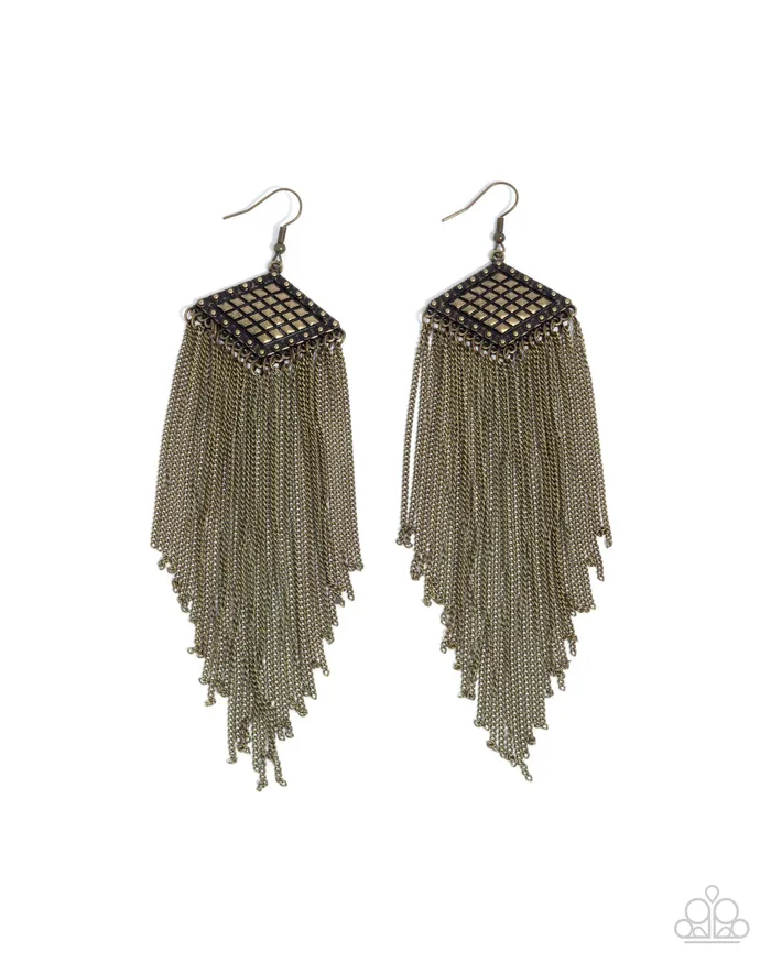 Paparazzi Accessories Earrings Forged Fringe Brass Chain Fringe Earrings Paparazzi Paparazzi Accessories Earrings Forged Fringe Brass Chain Fringe Earrings Paparazzi