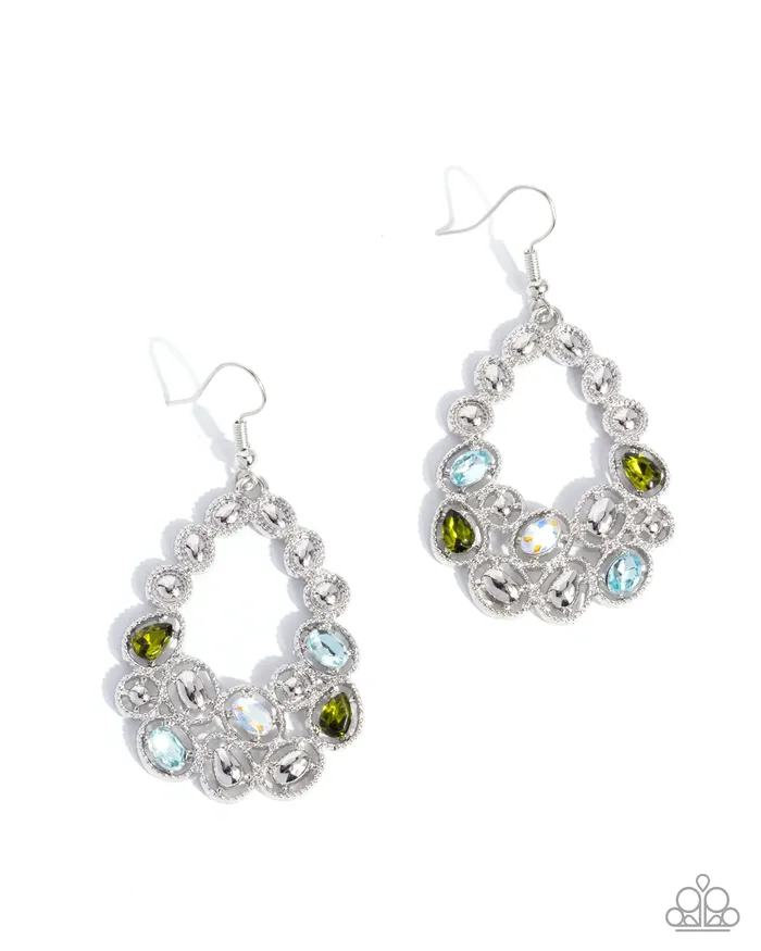 Paparazzi Accessories Earrings Prismatic Principal Green Blue Iridescent Gem Silver Earrings Paparazzi Paparazzi Accessories Earrings Prismatic Principal Green Blue Iridescent Gem Silver Earrings Paparazzi