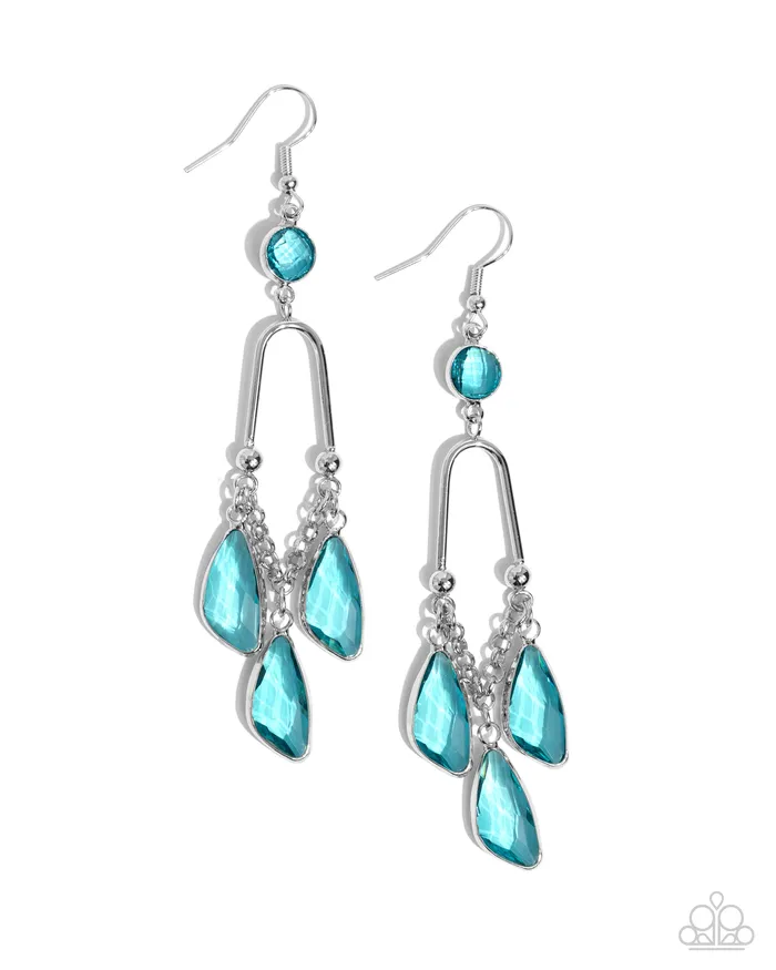 Paparazzi Accessories Earrings Winged Wardrobe Blue Gem Silver Earrings Paparazzi Paparazzi Accessories Earrings Winged Wardrobe Blue Gem Silver Earrings Paparazzi