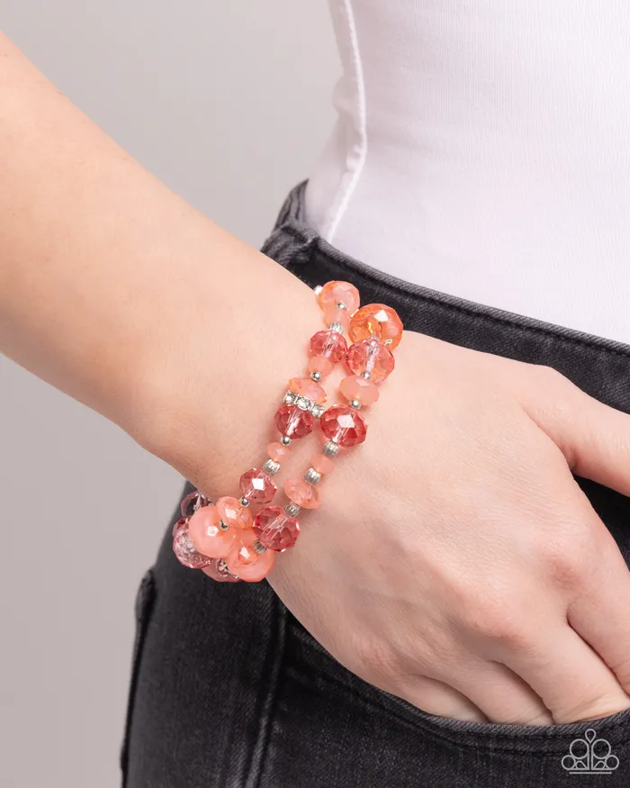 Paparazzi Accessories Faceted Fairy Tale Orange and Silver Bead Stretchy Bracelet Paparazzi Bracelets