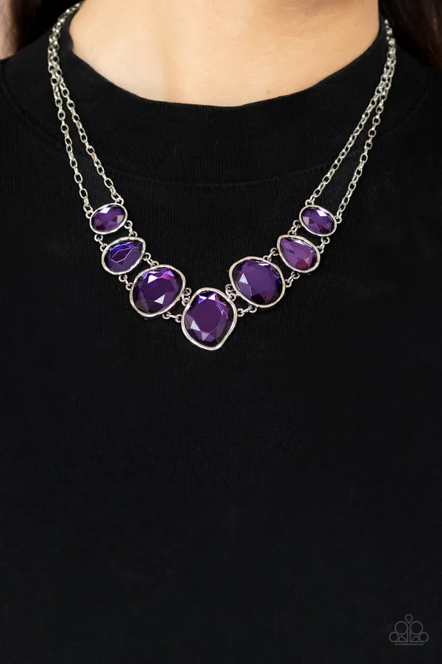Paparazzi Accessories Necklaces Absolute Admiration Purple Gem Silver Necklace Paparazzi Paparazzi