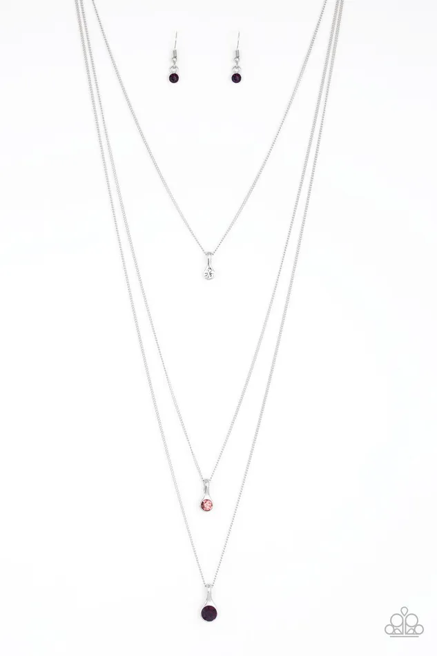 Paparazzi Accessories Necklaces Crystal Chic Purple Rhinestone Teardrop Layered Necklace Paparazzi Accessories Necklaces Crystal Chic Purple Rhinestone Teardrop Layered Necklace