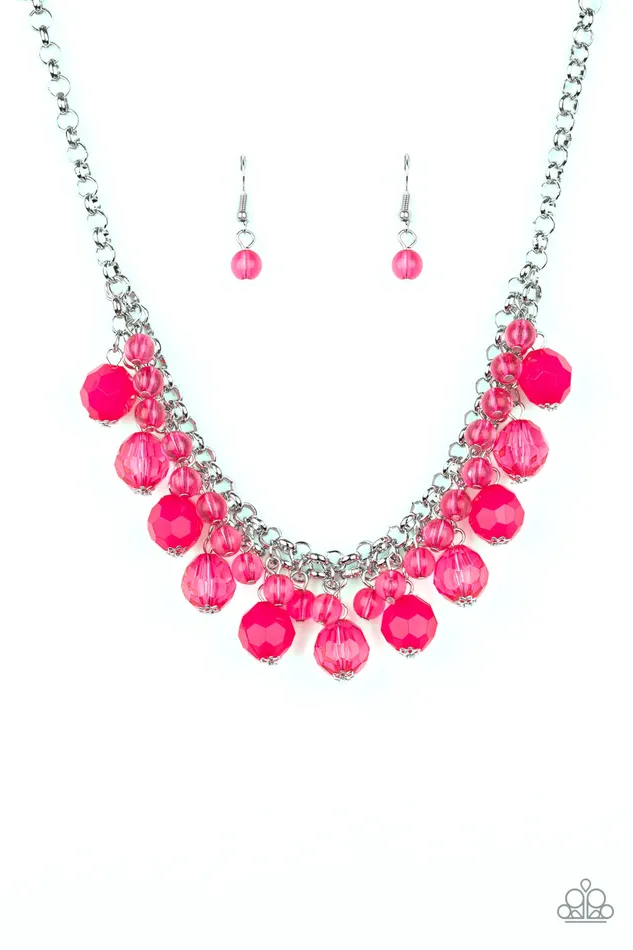 Paparazzi Accessories Necklaces Fiesta Fabulous Paparazzi Pink Glassy Bead Silver Necklace Paparazzi Accessories Necklaces Fiesta Fabulous Paparazzi Pink Glassy Bead Silver Necklace