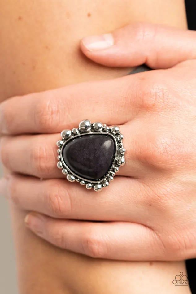 Paparazzi Accessories Rings Dont DWELLER on It Black Stone Silver Ring Paparazzi