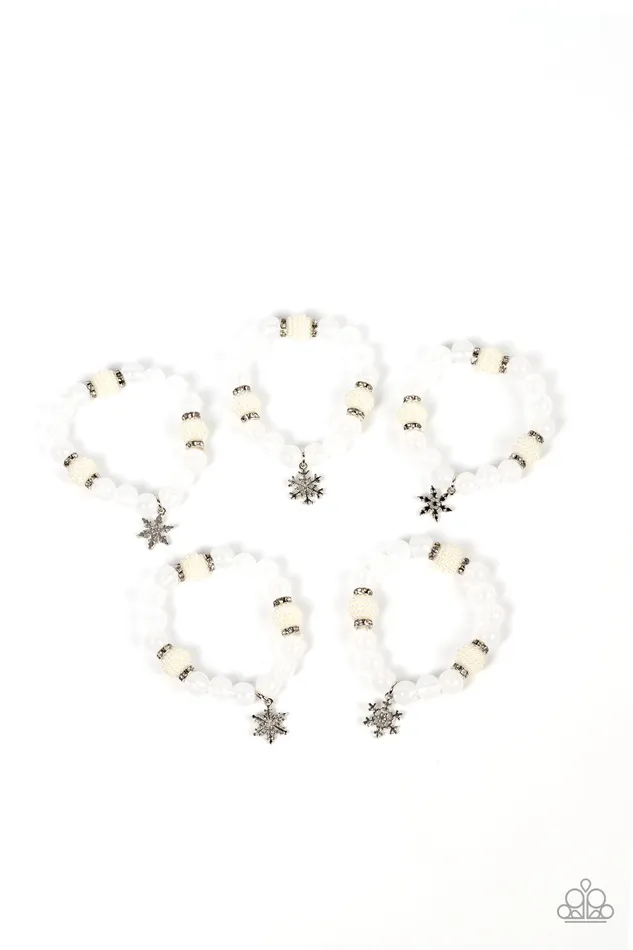 Paparazzi Accessories Starlet Shimmer Snowflake Charm White Pearl Bead Stretchy Bracelet Set of 5 Kit 4545 Paparazzi Bracelets Paparazzi Accessories Starlet Shimmer Snowflake Charm White Pearl Bead Stretchy Bracelet Set of 5 Kit 4545 Paparazzi Bracelets