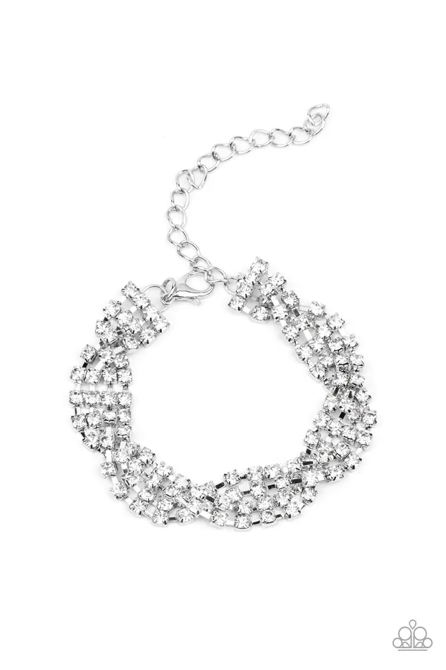 Paparazzi Accessories Twists and Turns White Rhinestone Silver Bracelet Paparazzi Bracelets Paparazzi Accessories Twists and Turns White Rhinestone Silver Bracelet Paparazzi Bracelets