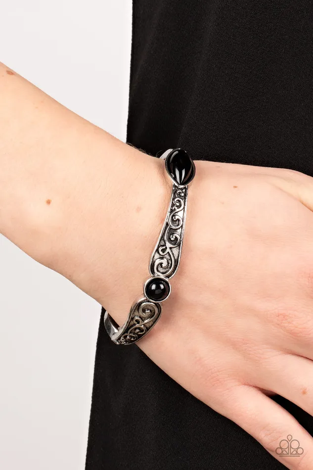 Paparazzi Accessories Veranda Variety Black Bead Silver Stretchy Bracelet Paparazzi Bracelets