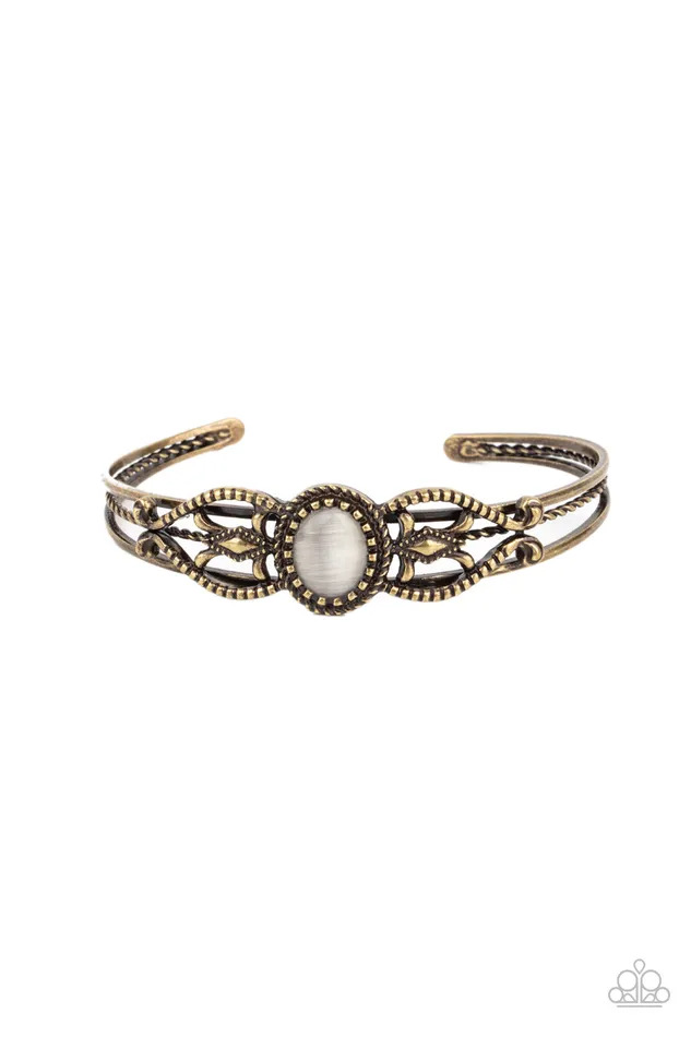 Paparazzi Accessories Wait and SEER Brass Frame White Cats Eye Stone Cuff Bracelet Paparazzi Bracelets Paparazzi Accessories Wait and SEER Brass Frame White Cats Eye Stone Cuff Bracelet Paparazzi Bracelets