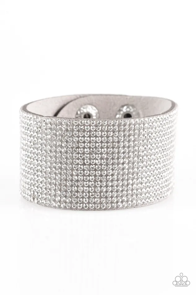 Paparazzi Roll with the Punches Silver Rhinestone Gray Wrap Bracelet Paparazzi Accessories Bracelets Paparazzi Roll with the Punches Silver Rhinestone Gray Wrap Bracelet Paparazzi Accessories Bracelets