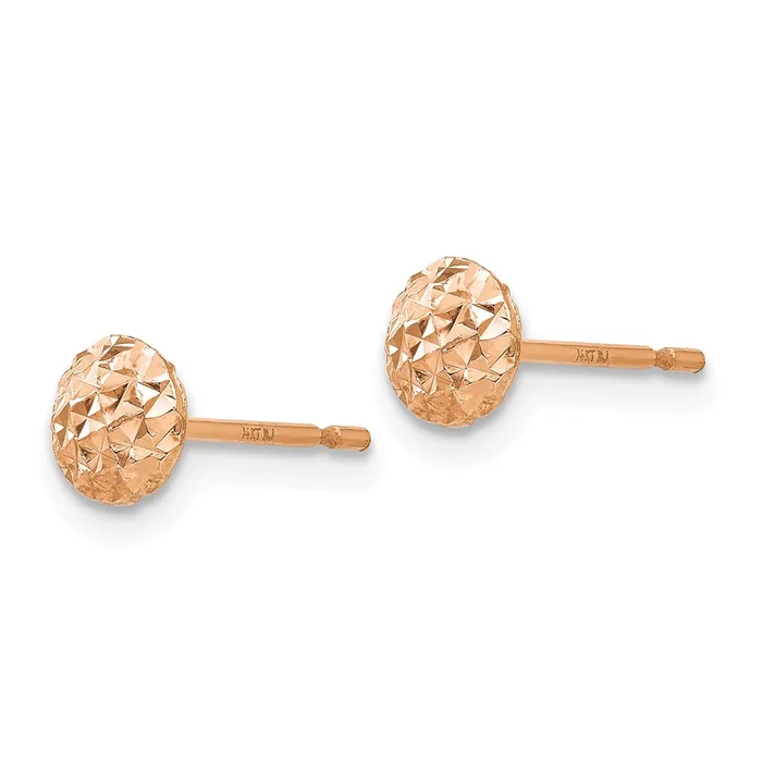 Qgold 14k Rose Gold 5 mm Puff Circle Stud Earrings 055 grams Earrings