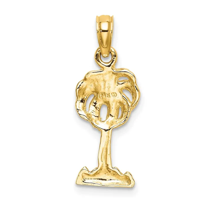 Qgold 14k Yellow Gold 189 mm 2D Palm Tree Charm 1 grams Charm Necklaces