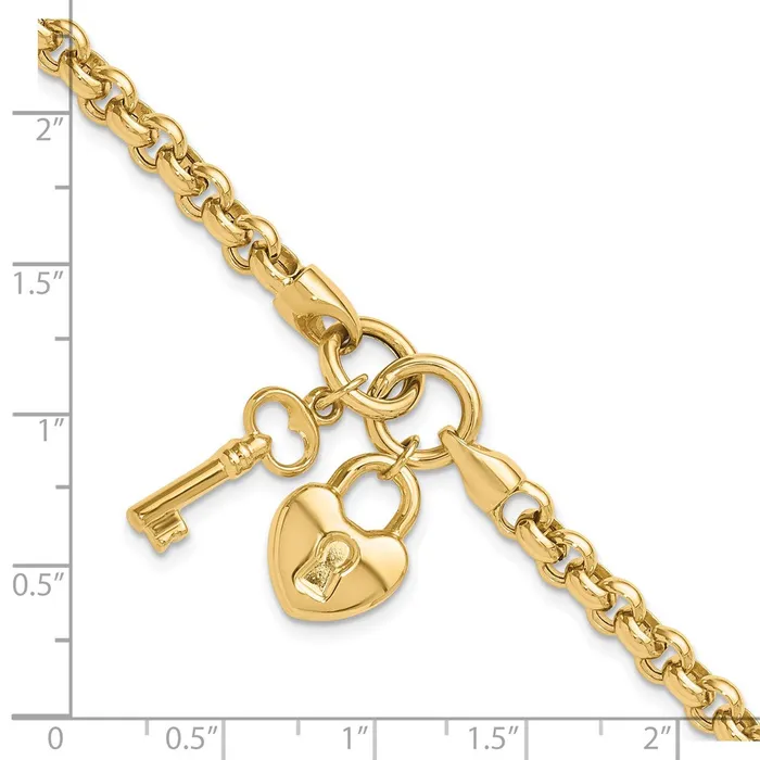 Qgold 14k Yellow Gold 215 mm Polished Heart Lock and Key Bracelet 812 grams Bracelets Qgold 14k Yellow Gold 215 mm Polished Heart Lock and Key Bracelet 812 grams Bracelets