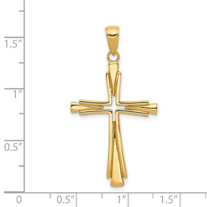 Qgold 14k Yellow Gold 215 mm Polished Solid Cross Pendant 257 grams Necklaces