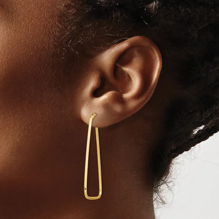 Qgold 14k Yellow Gold 29 mm Polished Large Triangle Dangle Hoop Earrings 175 grams Earrings Qgold 14k Yellow Gold 29 mm Polished Large Triangle Dangle Hoop Earrings 175 grams Earrings