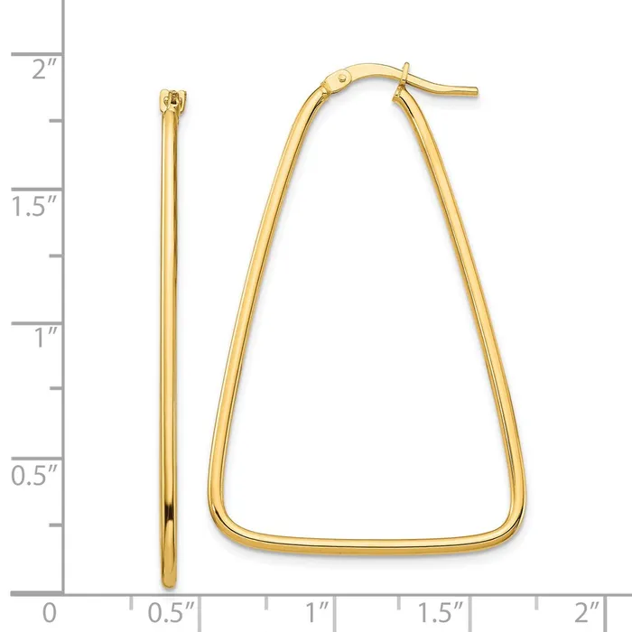 Qgold 14k Yellow Gold 29 mm Polished Large Triangle Dangle Hoop Earrings 175 grams Earrings Qgold 14k Yellow Gold 29 mm Polished Large Triangle Dangle Hoop Earrings 175 grams Earrings