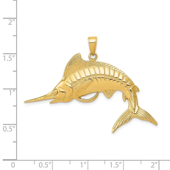 Qgold 14k Yellow Gold 46 mm Marlin Pendant 765 grams PreStyled Sets