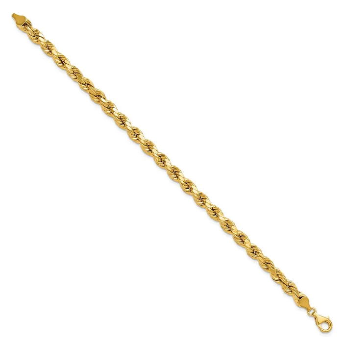 Qgold Bracelets 10k 65mm Semisolid DC Rope Chain Bracelet Qgold Bracelets 10k 65mm Semisolid DC Rope Chain Bracelet