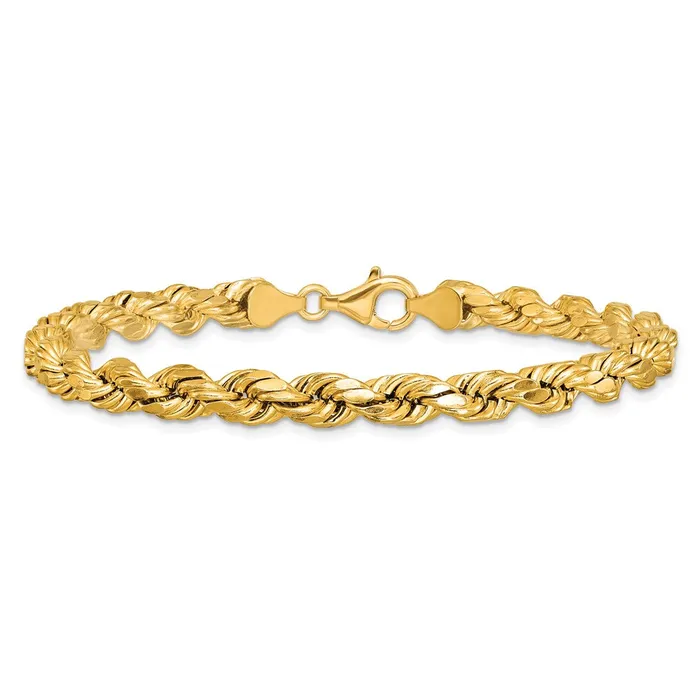 Qgold Bracelets 10k 65mm Semisolid DC Rope Chain Bracelet Qgold Bracelets 10k 65mm Semisolid DC Rope Chain Bracelet