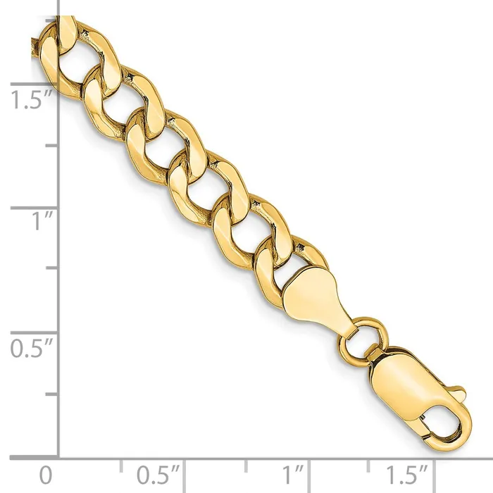 Qgold Bracelets 10k Yellow Gold 7 mm SemiSolid Curb Link Bracelet 612 grams Qgold Bracelets 10k Yellow Gold 7 mm SemiSolid Curb Link Bracelet 612 grams