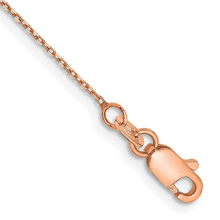 Qgold Bracelets 14k Rose Gold 8mm DC Cable Chain Bracelet 088 grams