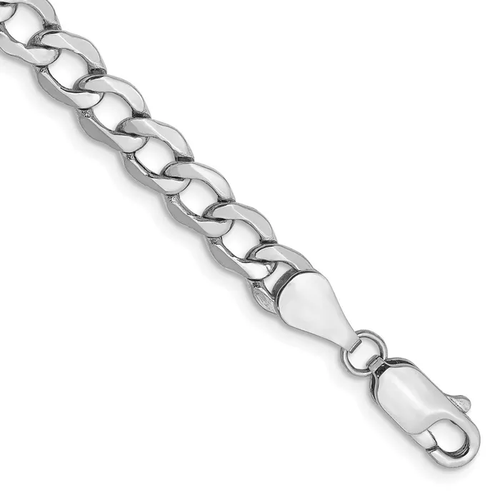 Qgold Bracelets 14k WG 525mm SemiSolid Curb Chain Bracelet 332 grams