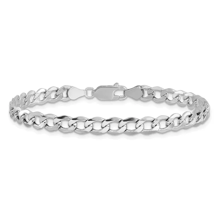 Qgold Bracelets 14k WG 525mm SemiSolid Curb Chain Bracelet 332 grams Qgold Bracelets 14k WG 525mm SemiSolid Curb Chain Bracelet 332 grams