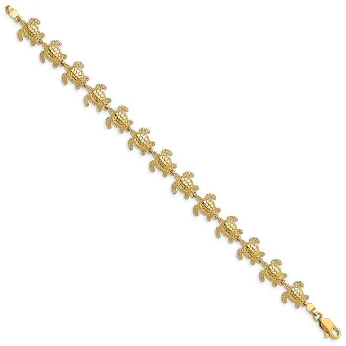 Qgold Bracelets 14k Yellow Gold 109 mm Polished Mini Sea Turtle Link Bracelet 1477 grams Qgold Bracelets 14k Yellow Gold 109 mm Polished Mini Sea Turtle Link Bracelet 1477 grams