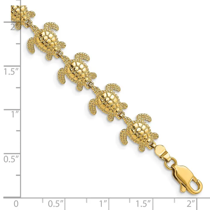 Qgold Bracelets 14k Yellow Gold 109 mm Polished Mini Sea Turtle Link Bracelet 1477 grams Qgold Bracelets 14k Yellow Gold 109 mm Polished Mini Sea Turtle Link Bracelet 1477 grams