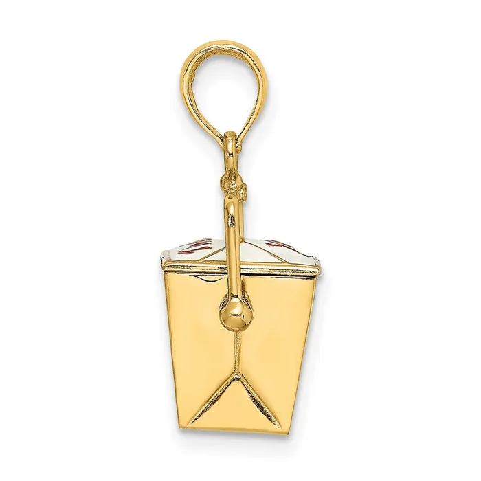 Qgold Charm Necklaces 14k Yellow Gold 125 mm 3D Enameled Moveable Chinese TakeOut Box Charm 407 grams Qgold Charm Necklaces 14k Yellow Gold 125 mm 3D Enameled Moveable Chinese TakeOut Box Charm 407 grams