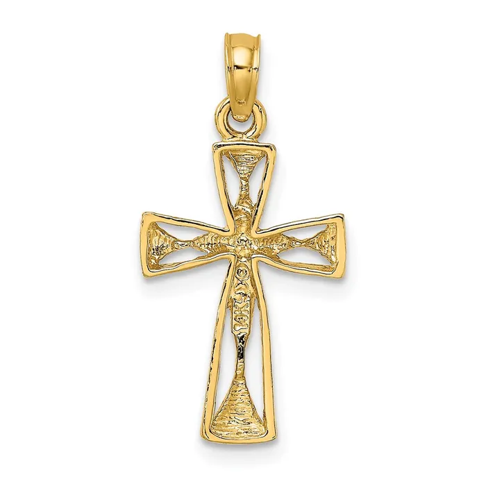 Qgold Charm Necklaces 14k Yellow Gold 13 mm CutOut Cross w Triangle Ends Charm 12 grams