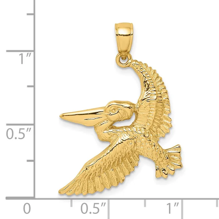 Qgold Charm Necklaces 14k Yellow Gold 242 mm Flying Pelican Charm 374 grams Qgold Charm Necklaces 14k Yellow Gold 242 mm Flying Pelican Charm 374 grams