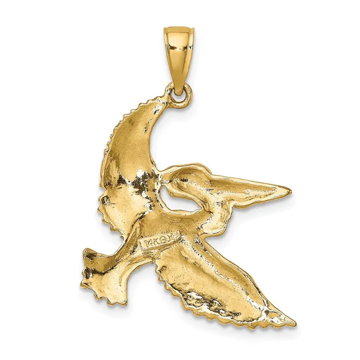 Qgold Charm Necklaces 14k Yellow Gold 242 mm Flying Pelican Charm 374 grams Qgold Charm Necklaces 14k Yellow Gold 242 mm Flying Pelican Charm 374 grams