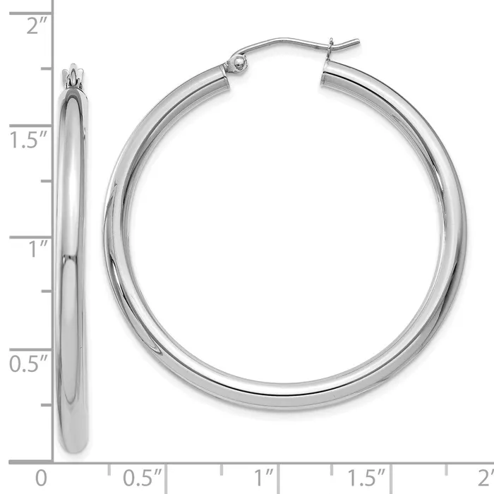 Qgold Earrings 10k White Gold 3 mm Lightweight Tube Hoop Earrings 256 grams Qgold Earrings 10k White Gold 3 mm Lightweight Tube Hoop Earrings 256 grams