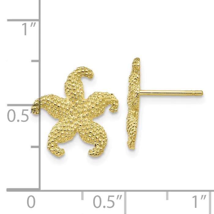 Qgold Earrings 10k Yellow Gold 1282 mm Starfish Post Earrings 144 grams Qgold Earrings 10k Yellow Gold 1282 mm Starfish Post Earrings 144 grams