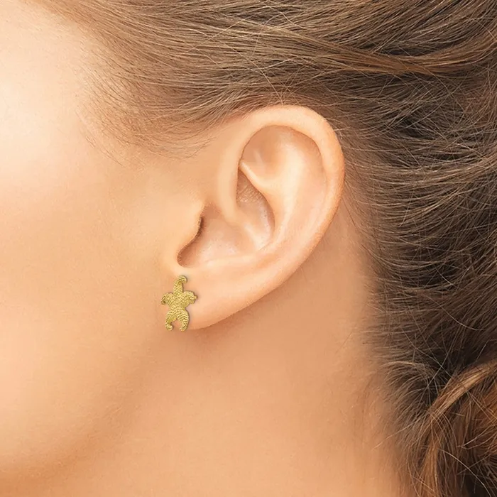 Qgold Earrings 10k Yellow Gold 1282 mm Starfish Post Earrings 144 grams Qgold Earrings 10k Yellow Gold 1282 mm Starfish Post Earrings 144 grams