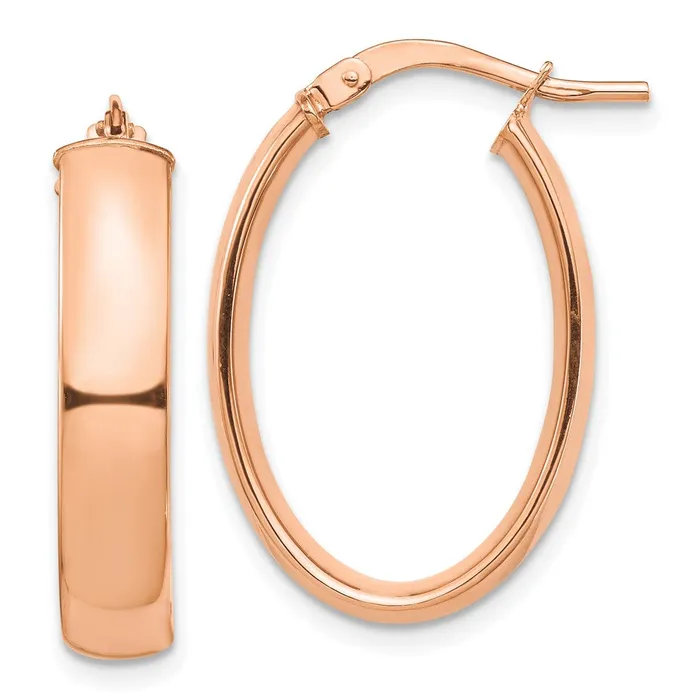 Qgold Earrings 14k Rose Gold 1677 mm Oval Hoop Earrings 218 grams