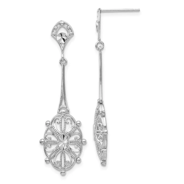 Qgold Earrings 14k White Gold 13 mm Diamondcut Filigree Earrings 234 grams