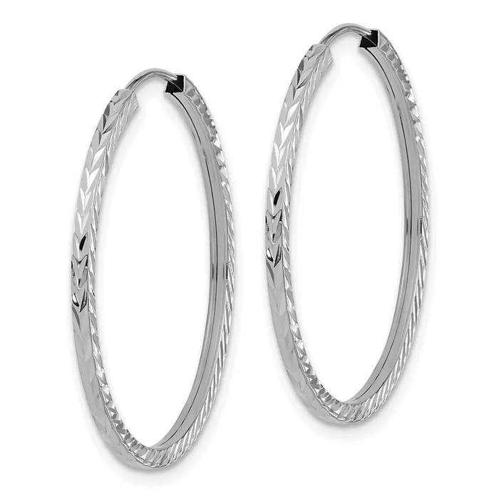 Qgold Earrings 14k White Gold 30 mm Diamondcut Square Tube Endless Hoop Earrings 128 grams