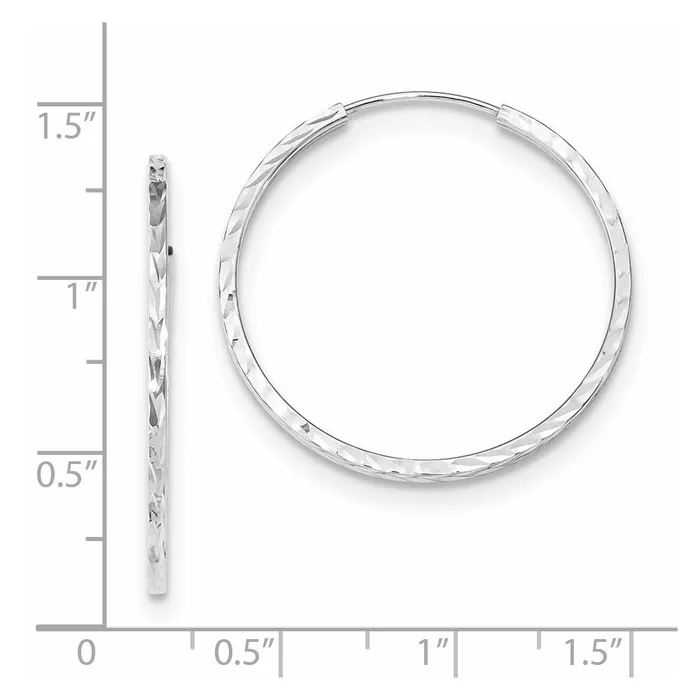Qgold Earrings 14k White Gold 30 mm Diamondcut Square Tube Endless Hoop Earrings 128 grams