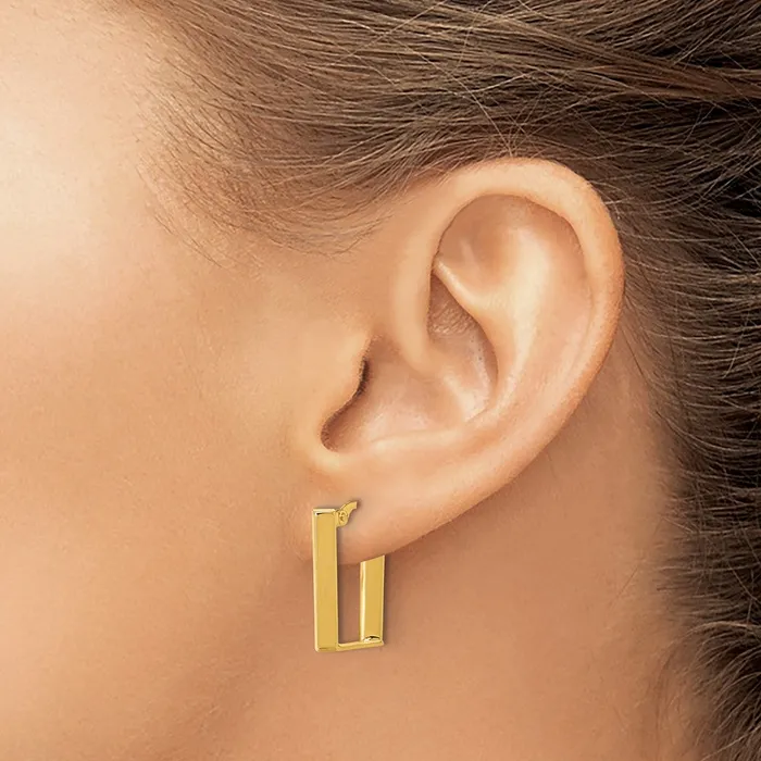 Qgold Earrings 14k Yellow Gold 149 mm Polished U Shape Hoop Earrings 247 grams