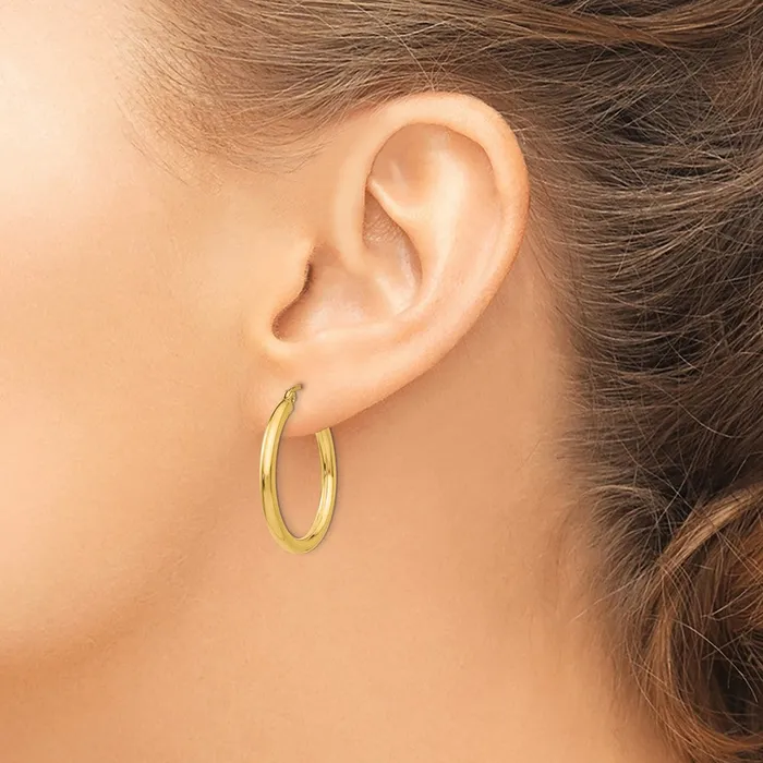 Qgold Earrings 14k Yellow Gold 255 mm Lightweight Tube Hoop Earrings 164 grams Qgold Earrings 14k Yellow Gold 255 mm Lightweight Tube Hoop Earrings 164 grams