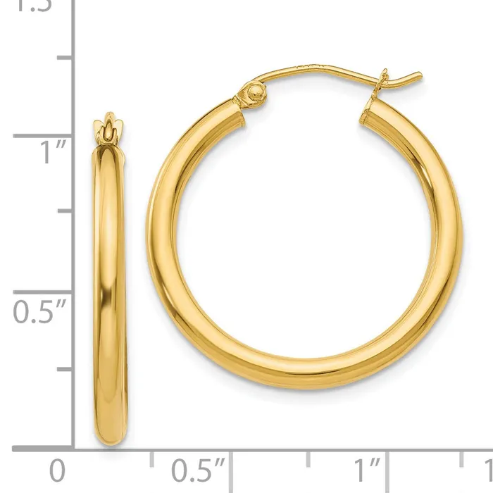 Qgold Earrings 14k Yellow Gold 255 mm Lightweight Tube Hoop Earrings 164 grams Qgold Earrings 14k Yellow Gold 255 mm Lightweight Tube Hoop Earrings 164 grams